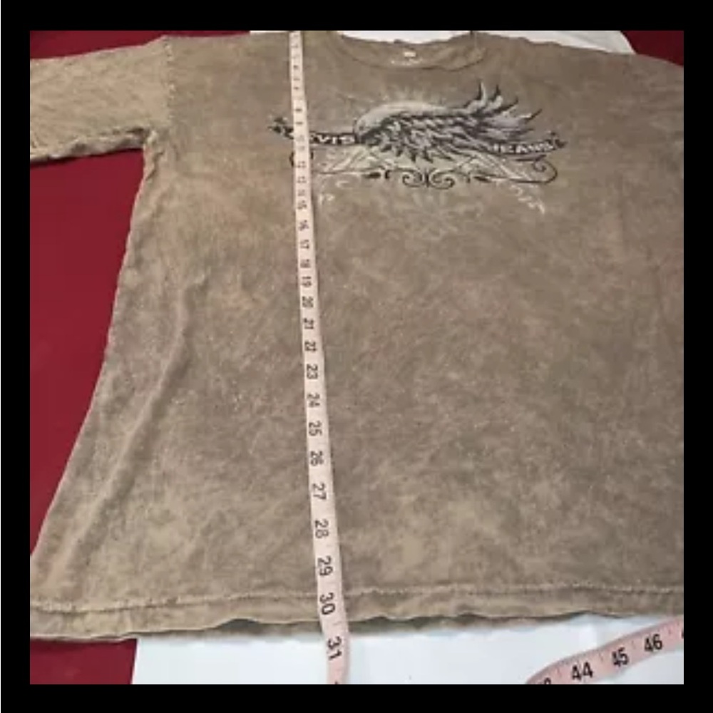 Levi’s gray TAN T-shirt men’s XL gothic emo Wings tribal leather look, burnout - Picture 3 of 12